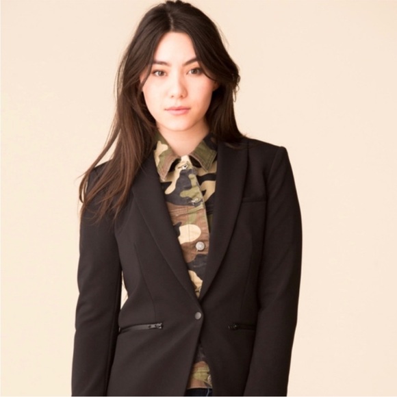 $248 Veronica Beard Slate Dickey Jacket insert Camo black tan green Denim 00-14 - Picture 3 of 15